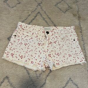 Current Elliott white cut off shorts with red flower print size 24